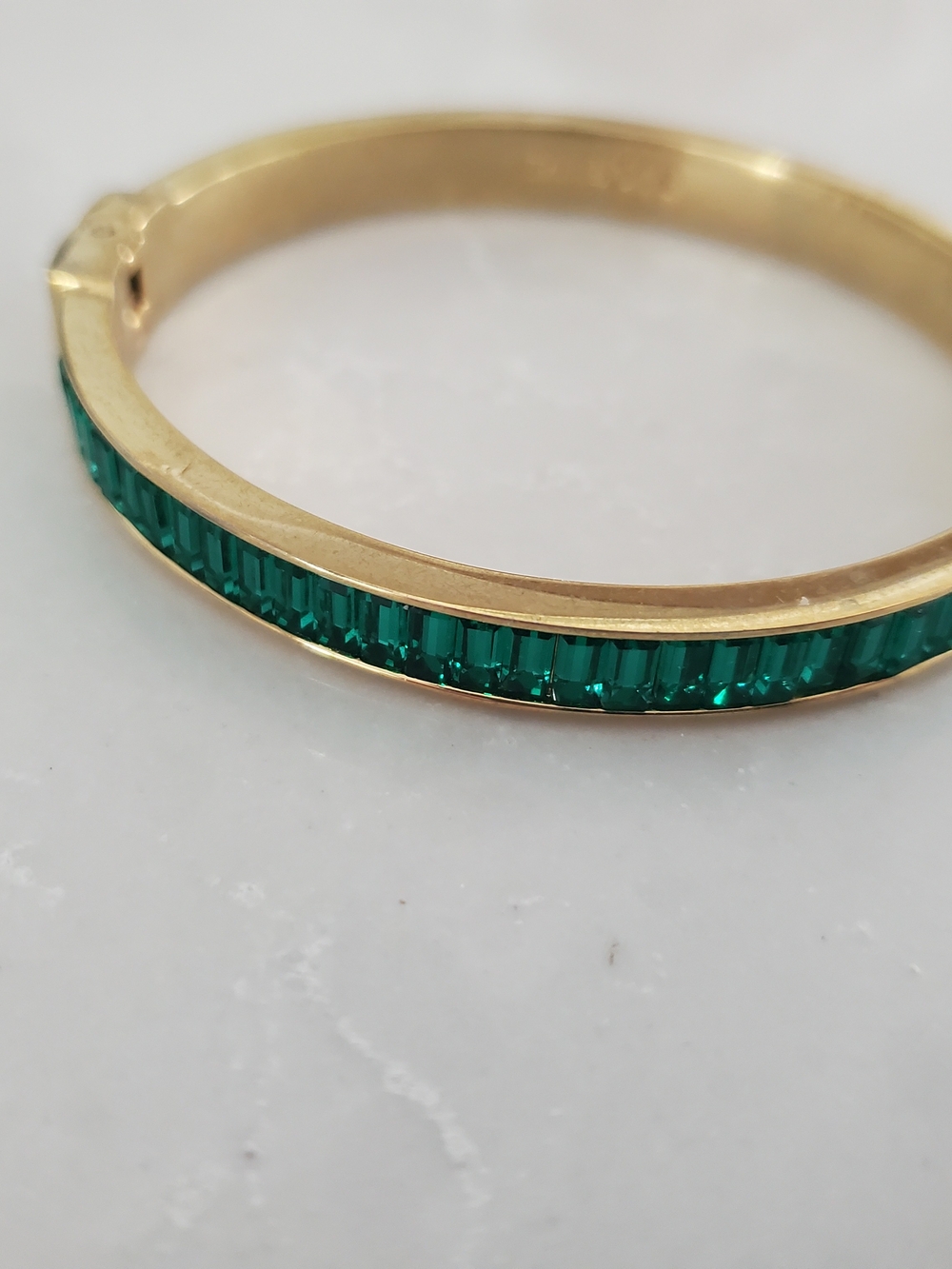 Talbots Gold Bangle with Emerald Green Stones